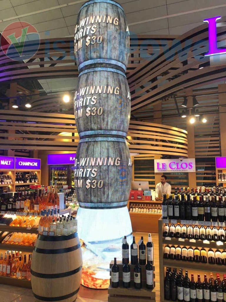 wine barrel shape LED display in Dubai